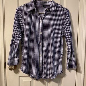 American Living | medium blue/white gingham button down 100% cotton
